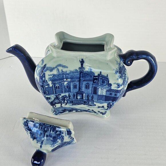 Genuine Victoria Ware Ironstone Flow Blue And White Large Teapot - Picture 5 of 15
